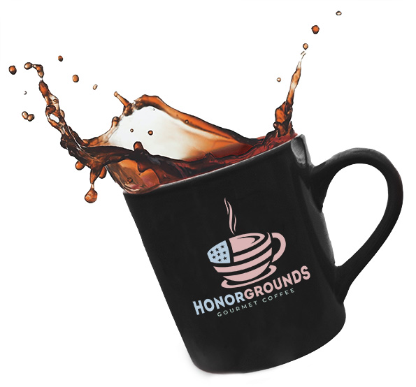 Honor Grounds Logo on a coffee cup